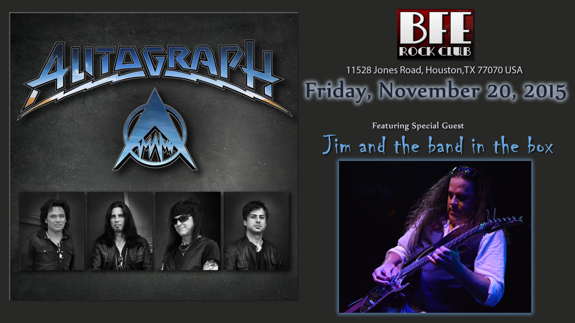 Autograph - November 20, 2015 - Houston, Texas (BFE Rock Club) 